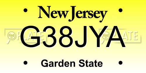 G38JYA New Jersey License Plate