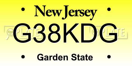 G38KDG New Jersey License Plate