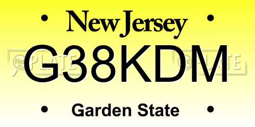 G38KDM New Jersey License Plate