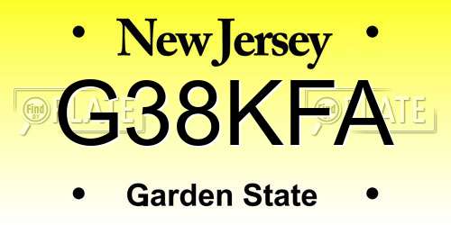 G38KFA New Jersey License Plate