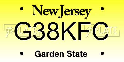 G38KFC New Jersey License Plate