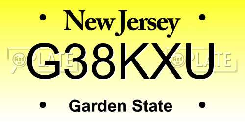 G38KXU New Jersey License Plate