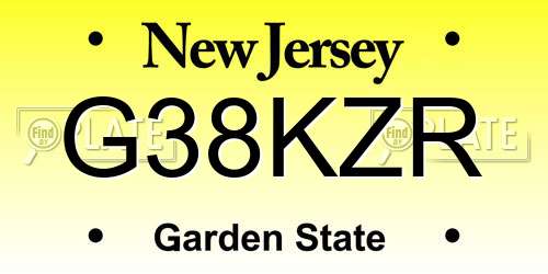 G38KZR New Jersey License Plate