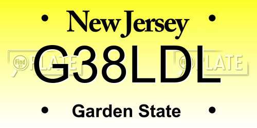 G38LDL New Jersey License Plate