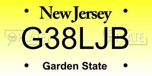 G38LJB New Jersey License Plate