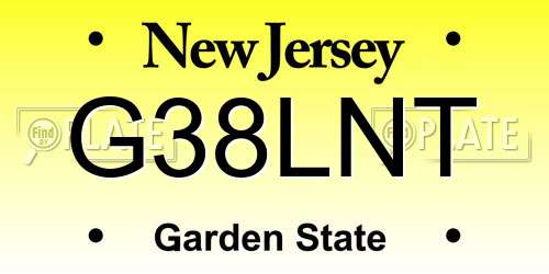 G38LNT New Jersey License Plate