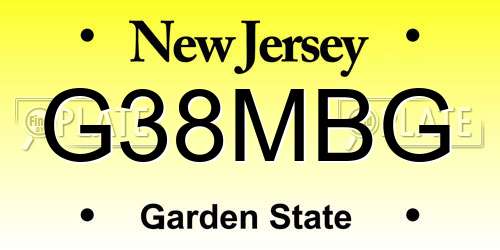 G38MBG New Jersey License Plate