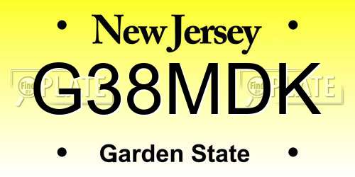G38MDK New Jersey License Plate