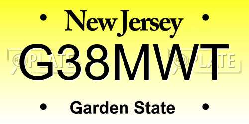 G38MWT New Jersey License Plate