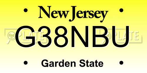 G38NBU New Jersey License Plate