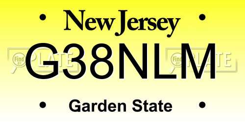 G38NLM New Jersey License Plate