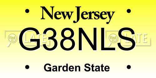 G38NLS New Jersey License Plate