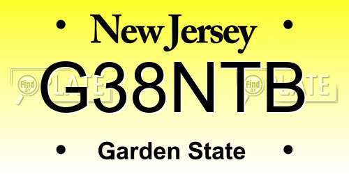 G38NTB New Jersey License Plate