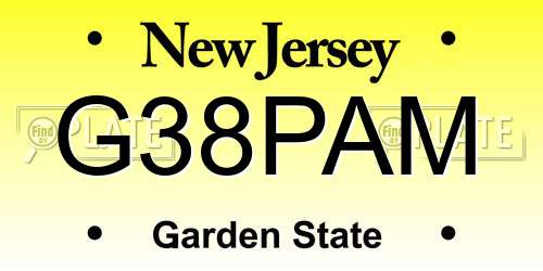 G38PAM New Jersey License Plate