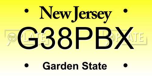 G38PBX New Jersey License Plate