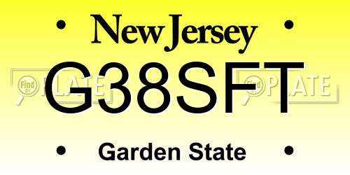 G38SFT New Jersey License Plate