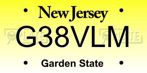 G38VLM New Jersey License Plate