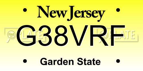 G38VRF New Jersey License Plate