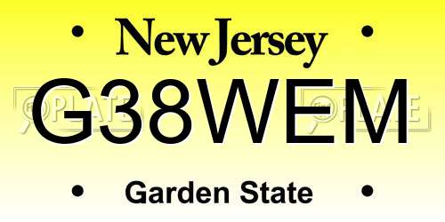 G38WEM New Jersey License Plate