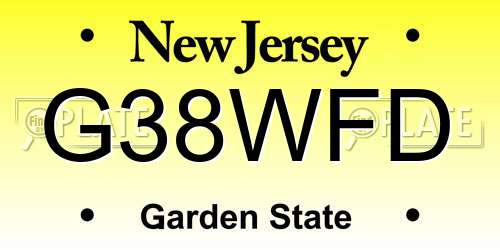 G38WFD New Jersey License Plate
