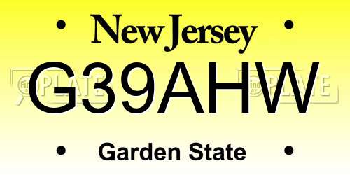 G39AHW New Jersey License Plate