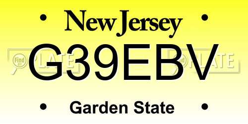 G39EBV New Jersey License Plate