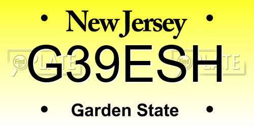G39ESH New Jersey License Plate