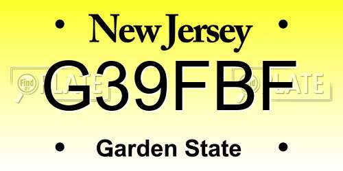 G39FBF New Jersey License Plate
