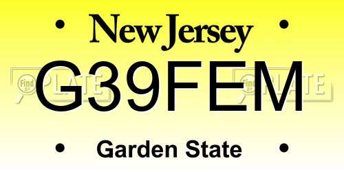 G39FEM New Jersey License Plate