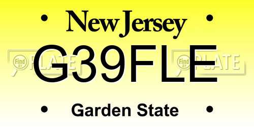 G39FLE New Jersey License Plate