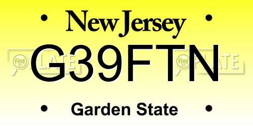 G39FTN New Jersey License Plate