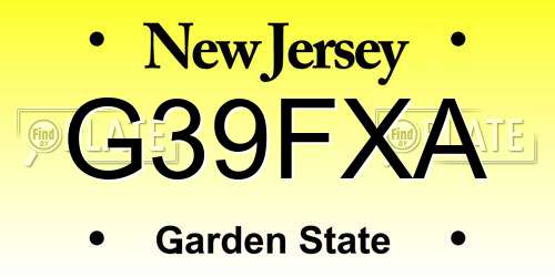 G39FXA New Jersey License Plate