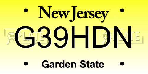 G39HDN New Jersey License Plate