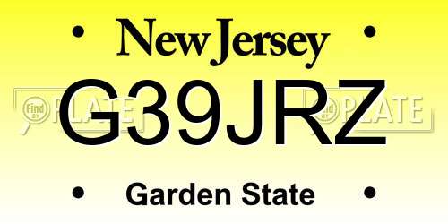 G39JRZ New Jersey License Plate