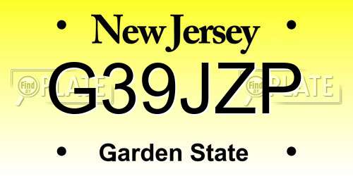 G39JZP New Jersey License Plate