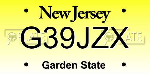 G39JZX New Jersey License Plate