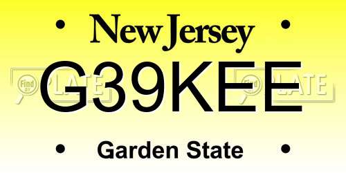 G39KEE New Jersey License Plate