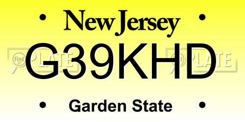 G39KHD New Jersey License Plate