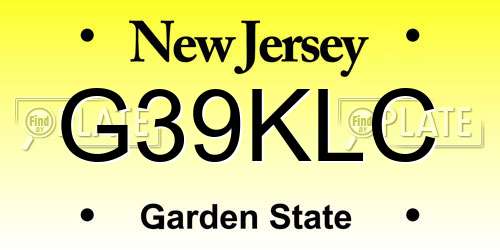 G39KLC New Jersey License Plate