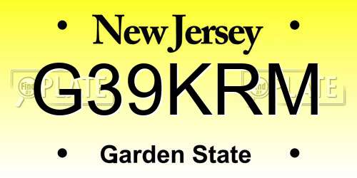 G39KRM New Jersey License Plate