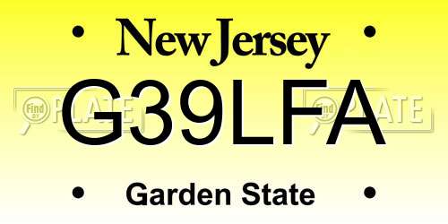 G39LFA New Jersey License Plate