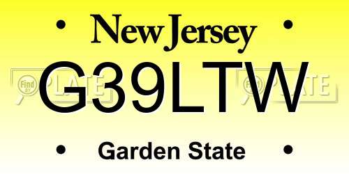 G39LTW New Jersey License Plate