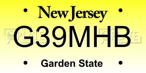G39MHB New Jersey License Plate