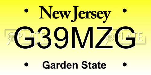 G39MZG New Jersey License Plate