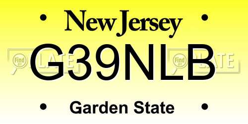 G39NLB New Jersey License Plate