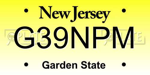 G39NPM New Jersey License Plate