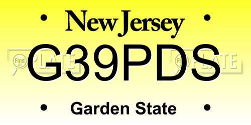 G39PDS New Jersey License Plate