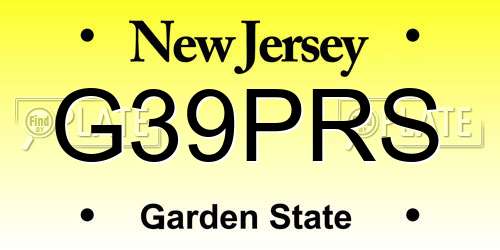 G39PRS New Jersey License Plate