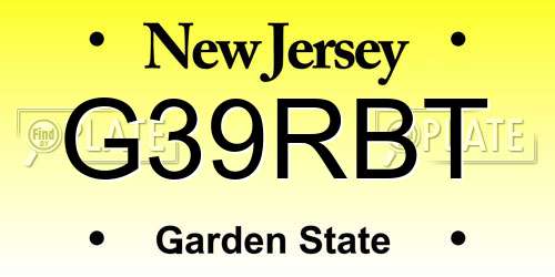 G39RBT New Jersey License Plate
