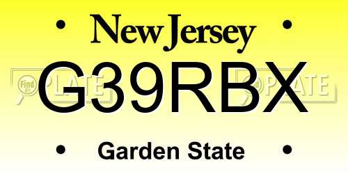 G39RBX New Jersey License Plate